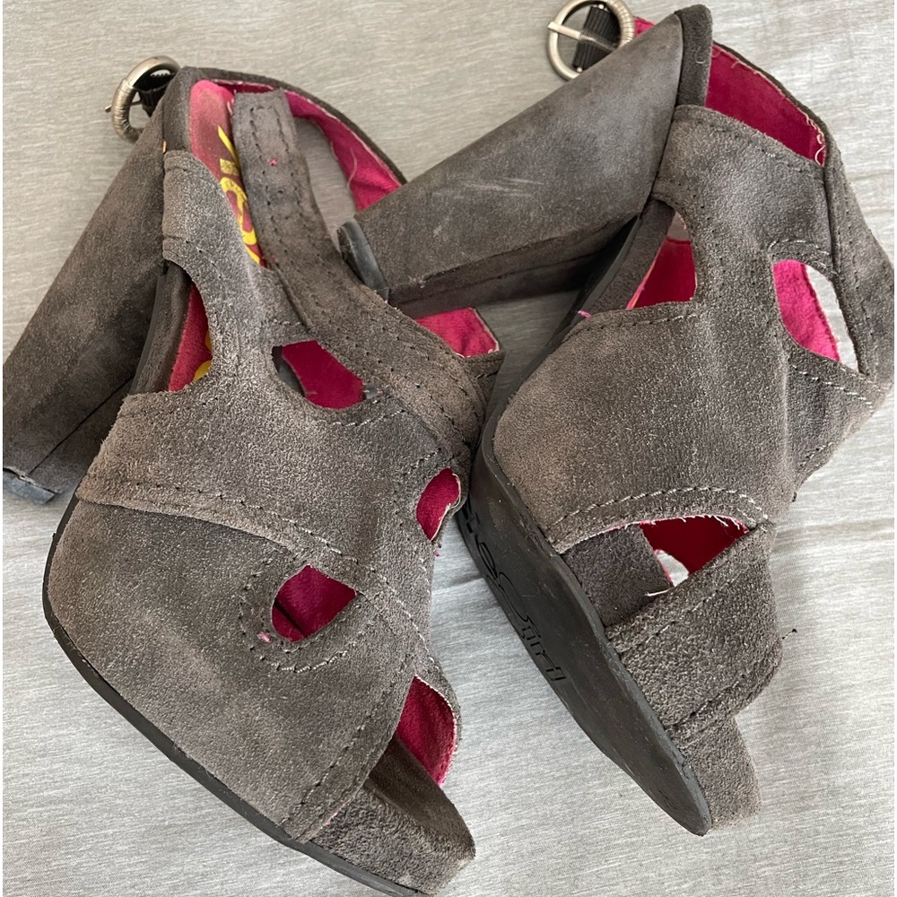 Gray suede heels